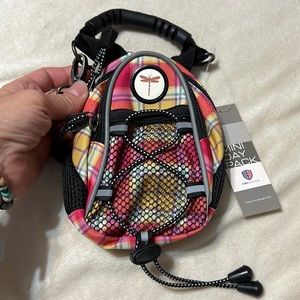 Plaid Pouch With Dragonfly - Black Strap